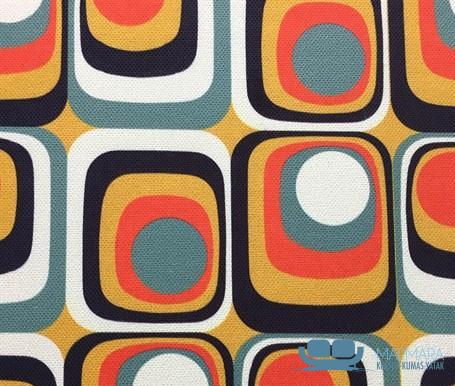 Retro Geometrik Desen Koltuk Kumaşı - Görsel 5