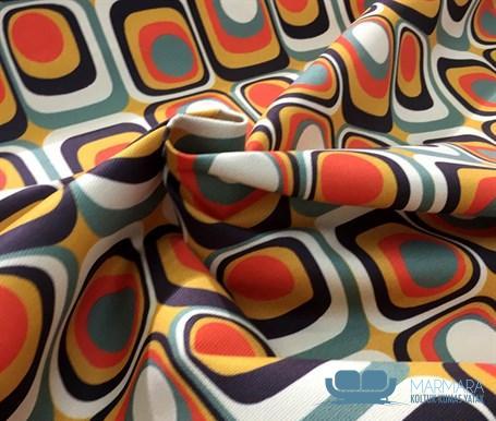 Retro Geometrik Desen Koltuk Kumaşı - Görsel 6
