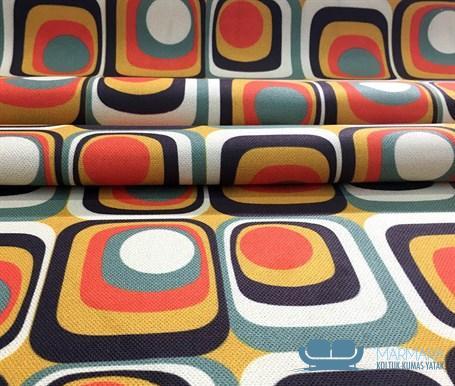 Retro Geometrik Desen Koltuk Kumaşı - Görsel 7