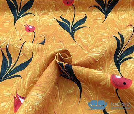 Sarı Lale Desenli Döşemelik Kumaş - Görsel 6