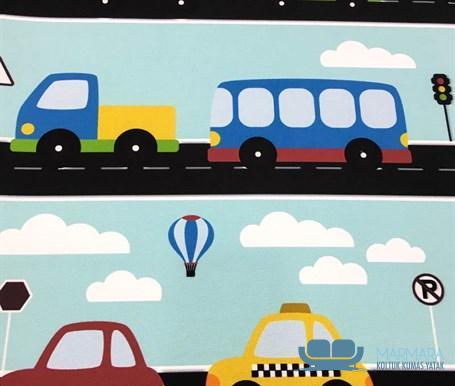 Şeritli Yol Desenli Çocuk Döşemelik Kumaş - Görsel 3