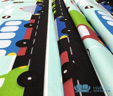 Şeritli Yol Desenli Çocuk Döşemelik Kumaş - Görsel 5