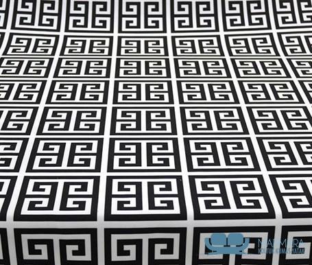 Siyah Beyaz Greek Key Motifli Döşemelik Kumaş - Görsel 3