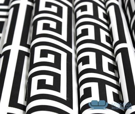 Siyah Beyaz Greek Key Motifli Döşemelik Kumaş - Görsel 4