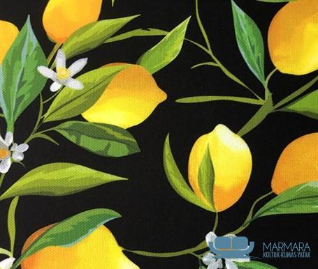 Siyah Limon Desenli Fon Perde Kumaşı - Görsel 4