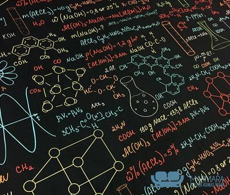 Siyah Üzeri Renkli Kimya Desenli Döşemelik Kumaş - Görsel 5