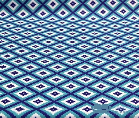 Turkuaz Baklava Desenli Döşemelik Kumaş - Görsel 5