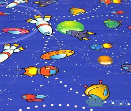 Uzay Aracı Desenli Çocuk Perde Kumaşı - Görsel 4