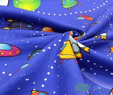 Uzay Aracı Desenli Çocuk Perde Kumaşı - Görsel 6