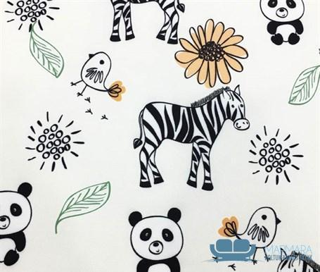 Zebra Panda Desenli Modern Bebek Perdelik Kumaş - Görsel 3