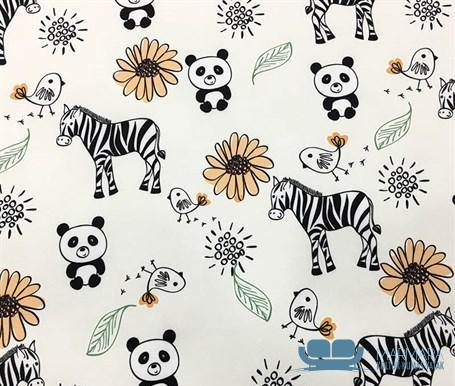 Zebra Panda Desenli Modern Bebek Perdelik Kumaş
