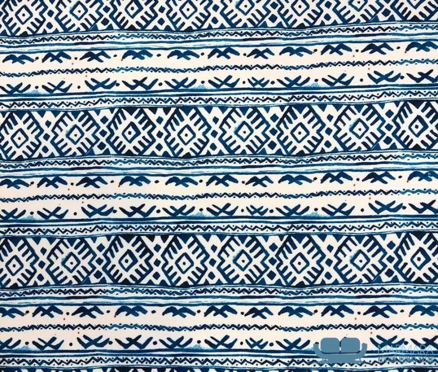 Mavi Kilim Desenli Etnik Döşemelik Koltuk Kumaşı - Görsel 5