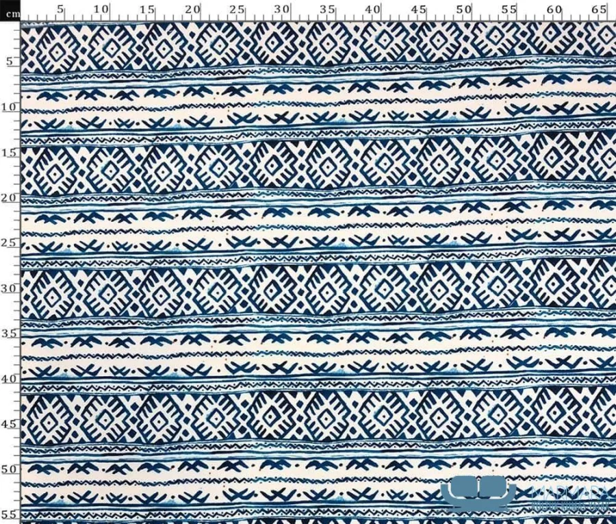 Mavi Kilim Desenli Etnik Döşemelik Koltuk Kumaşı
