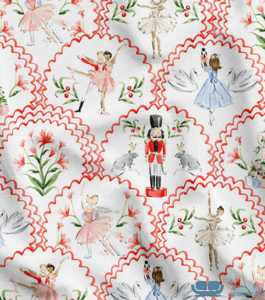 Nutcracker (Fındıkkıran Balesi) Temalı Suzani Kumaş - Görsel 3